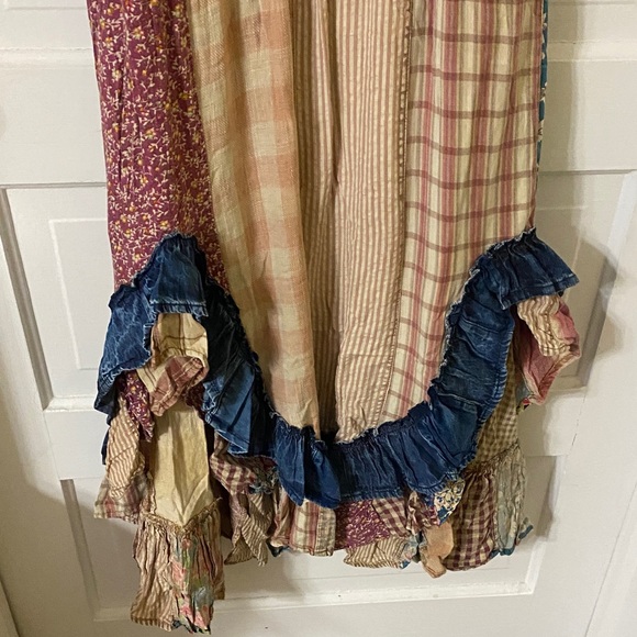 Young Threads Patchwork Midi Dress | Denim & Floral Boho Cottagecore | Size M - Picture 4 of 7